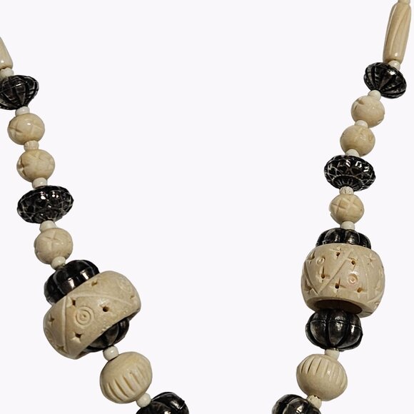 Tribal Beaded Pendent Necklace Mosaic Artisan Statement Chunky Fashion Jewelry - Picture 3 of 7